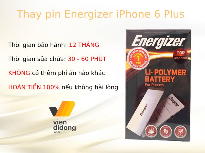 Thay pin Energizer iPhone 6 Plus tại Viện Di Động