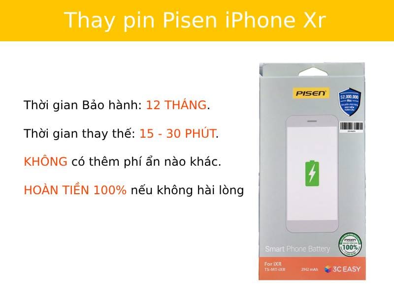 Thay pin Pisen iPhone Xr tại Viện Di Động