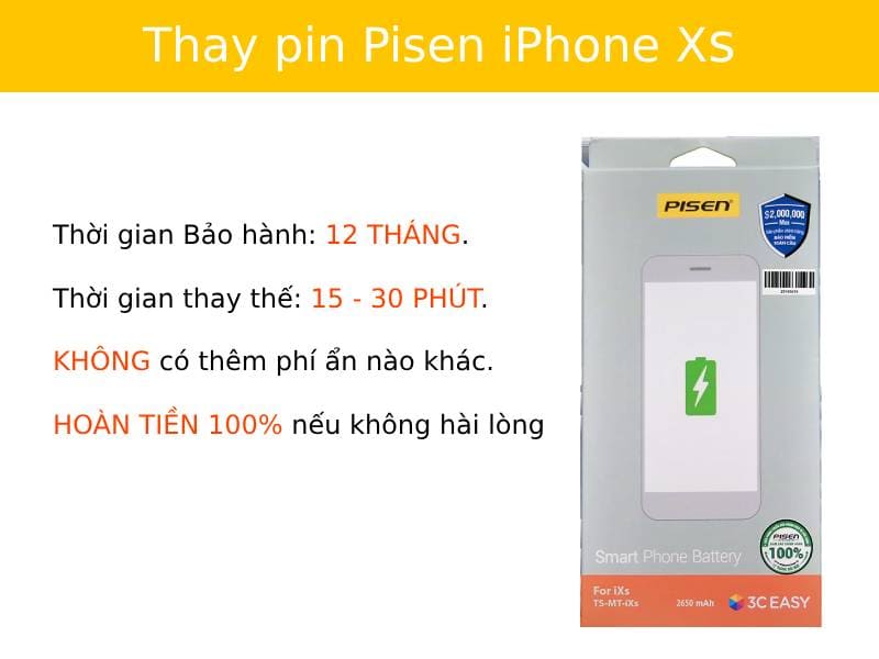 Thay pin pisen iPhone XS tại Viện Di Động