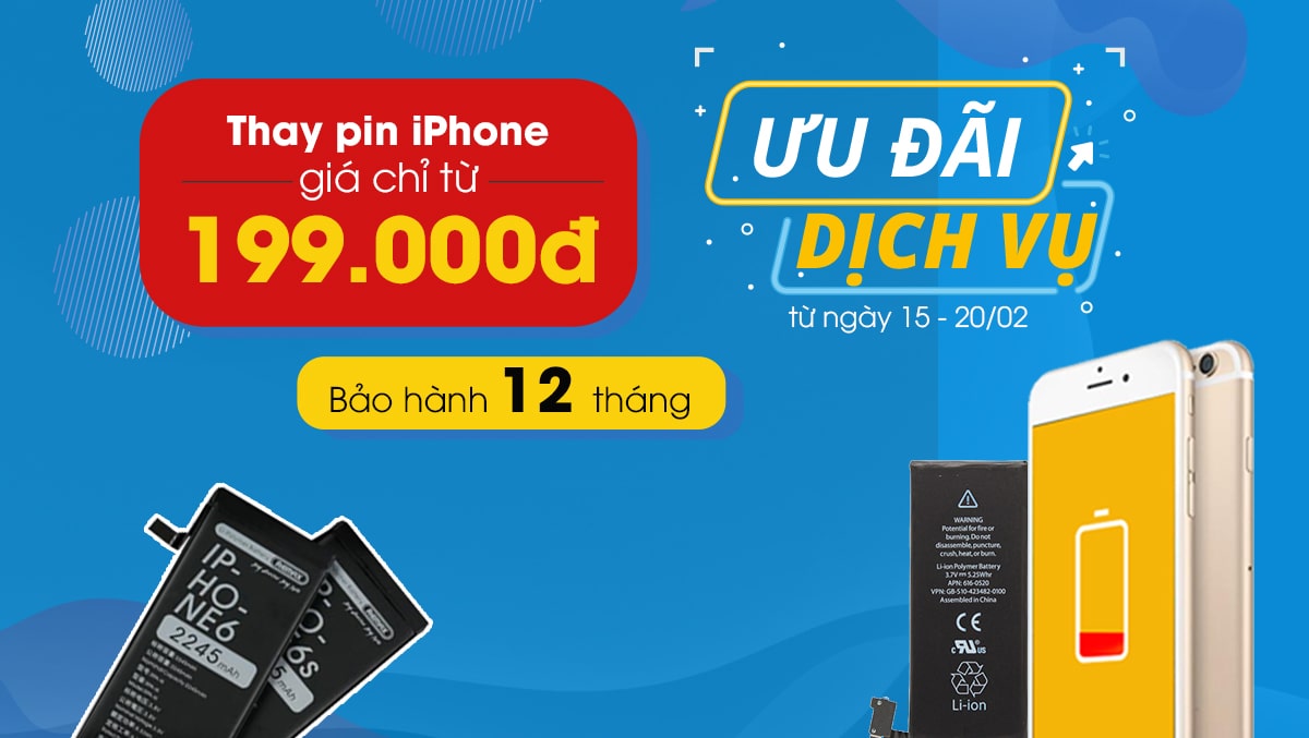 Tuần lễ vàng: Thay pin điện thoại tại VIỆN DI ĐỘNG, giá chỉ từ 199K