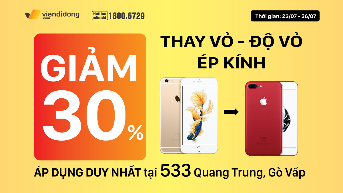 Cửa hàng 533 Quang Trung, GIẢM NGAY 30% khi Thay vỏ – Độ vỏ và Ép kính