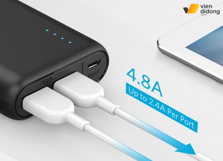 Cổng sạc trên pin dự phòng Anker PowerCore 20100mAh - A1271