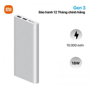 Pin sạc dự phòng Xiaomi 10000 mAh Gen 3 18W 2 Cổng