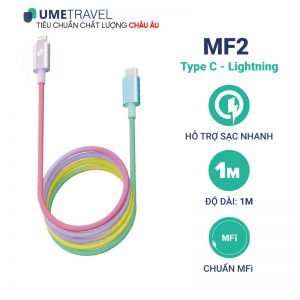 Cáp sạc Type C - Lightning MFI Umetravel MF2 dài 1m