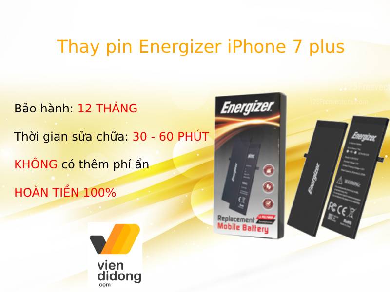 Thay pin Energizer iPhone 7 plus tại Viện Di Động