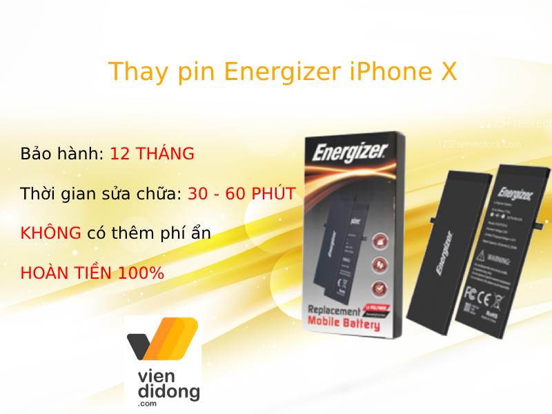 Thay pin Energizer iPhone X tại Viện Di Động
