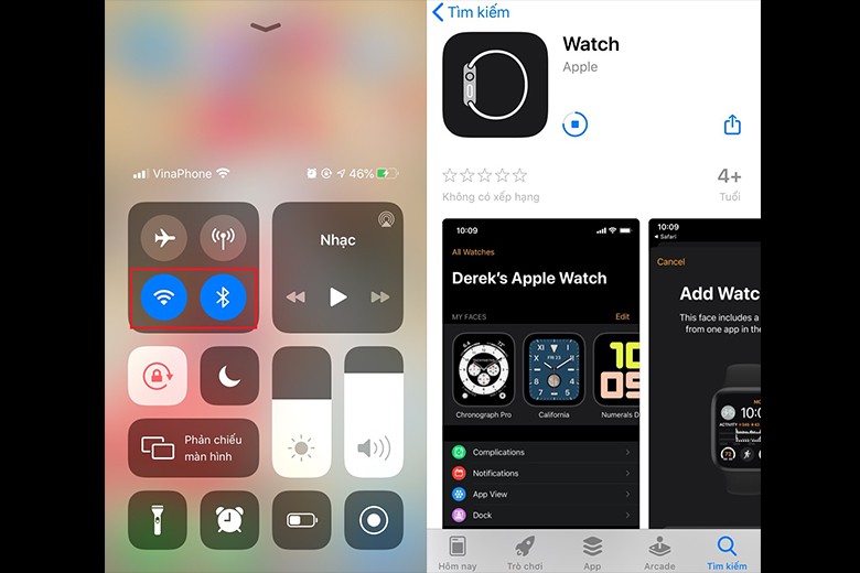 Bật Bluetooth và kết nối Wifi trên thiết bị di động. Tải ứng dụng Apple Watch trên App Store về iPhone của bạn.