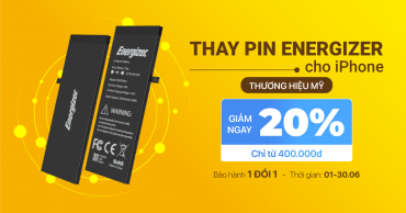 Tháng 6, GIẢM NGAY 20% khi khách hàng thay pin Energizer chính hãng cho iPhone tại Viện Di Động 1200x677