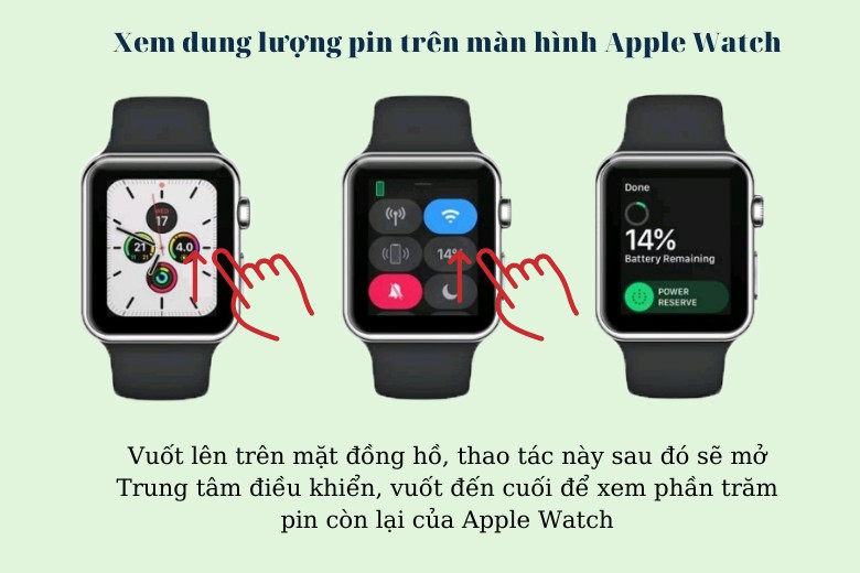 Cách xem dung lượng pin trên màn hình Apple Watch