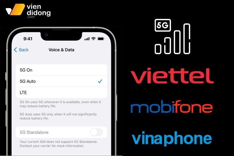 Cách bật 5G trên iPhone 13 đơn giản, giúp bảo vệ pin và tiết kiệm dữ liệu 3 Viettel, VNPT (VinaPhone) và MobiFone đều cung cấp mạng di động 5G