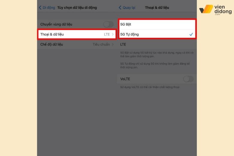 Cách bật 5G trên iPhone 13 đơn giản, giúp bảo vệ pin và tiết kiệm dữ liệu 2 Bật 5G On hoặc 5G Auto trên iPhone 13 tùy theo nhu cầu sử dụng của bạn