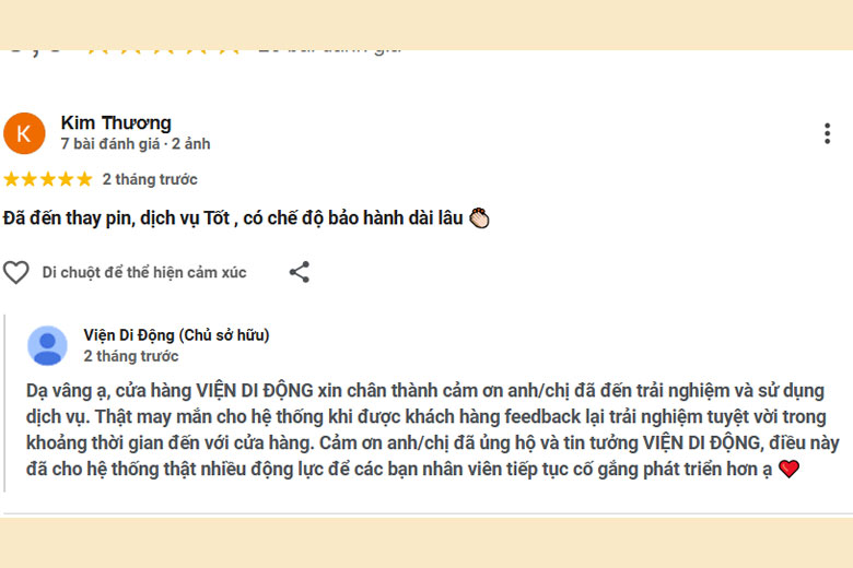 Khách hàng nhận xét quá trình thay pin iP 13 tại Viện Di Động