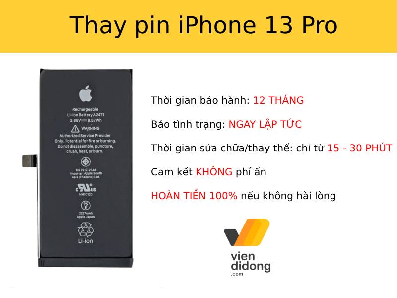 Thay pin iPhone 13 Pro tại Viện Di Động