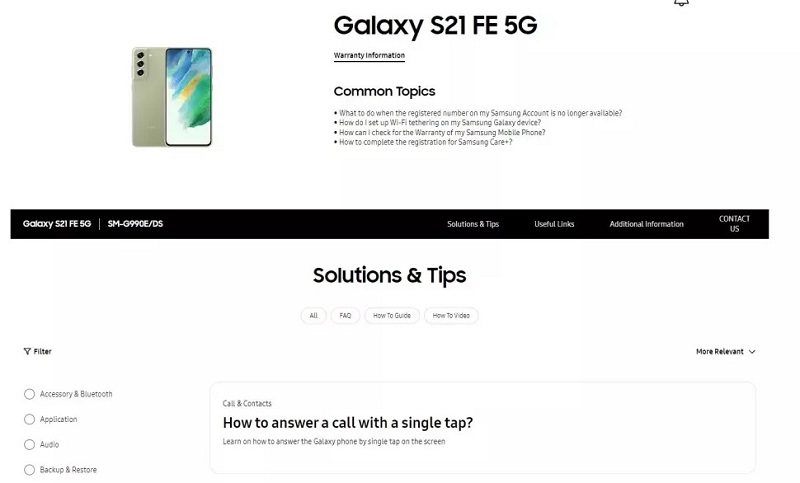 Các rò rỉ về thông số kỹ thuật Galaxy S21 FE