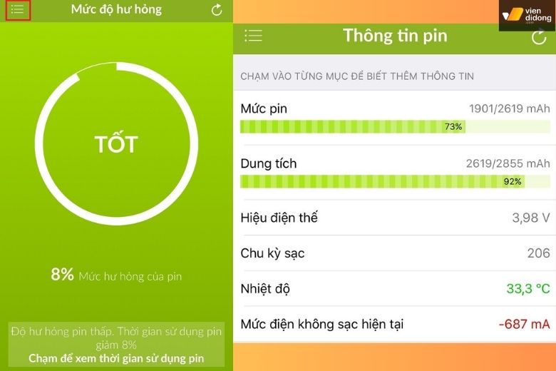 Cách kiểm tra độ chai pin iPhone siêu chính xác, đơn giản và nhanh chóng 2 Bạn có thể xem được các thông số về pin trên ứng dụng Battery Life