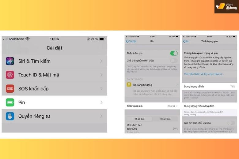 Cách kiểm tra độ chai pin iPhone siêu chính xác, đơn giản và nhanh chóng 5 Kiểm tra độ chai pin iPhone trên ứng dụng Battery Health chi tiết