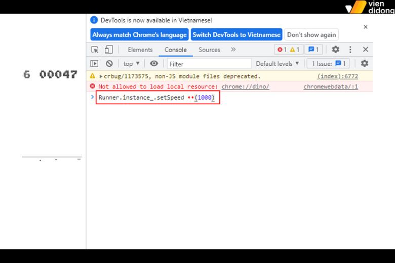 3 cách hack trò chơi khủng long Chrome một cách đơn giản 4 Đoạn mã này sẽ giúp cho khủng long chạy nhanh hơn