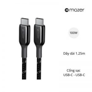 Dây cáp sạc Mazer Infinite.LINK 3 Pro Cable USB-C to C 480Mbps/100W 1.25m