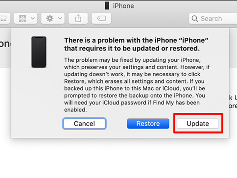 iPhone bị treo táo restore