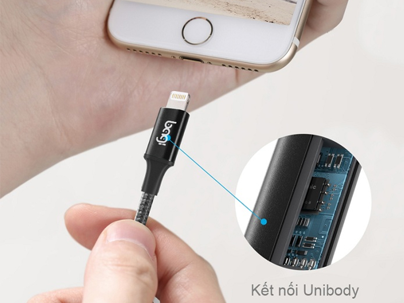 điểm nổi bật cáp sạc Bagi USB-A to Lightning (20cm) vỏ dù IS20