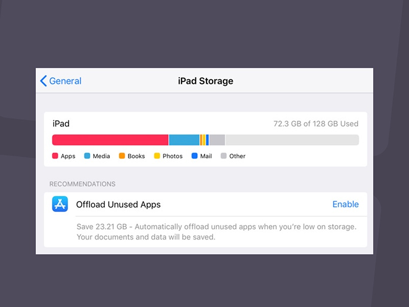 giải phóng dung lượng iPad storage