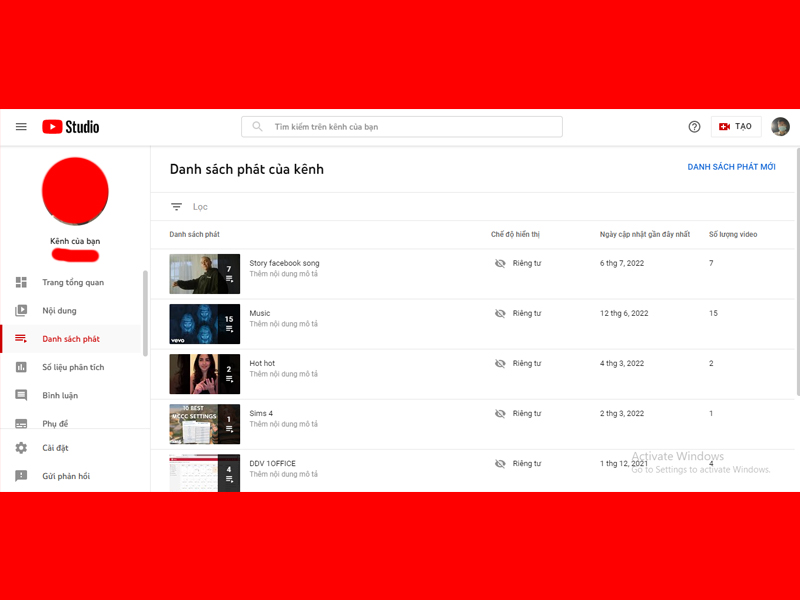 Youtube Studio là gì danh sách