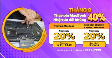 Ưu đãi khủng đến 40% khi thay Pin MacBook trong tháng 09 1200x677 1