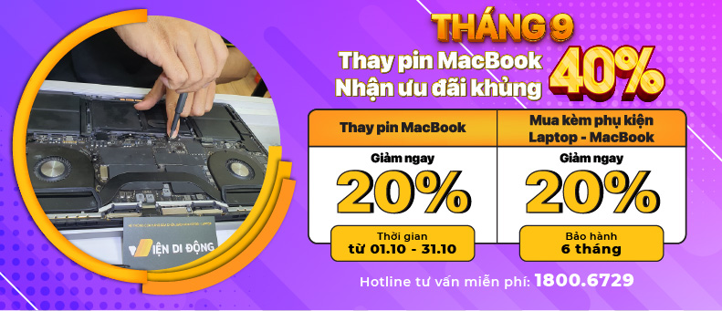 Ưu đãi 40% khi Thay pin MacBook