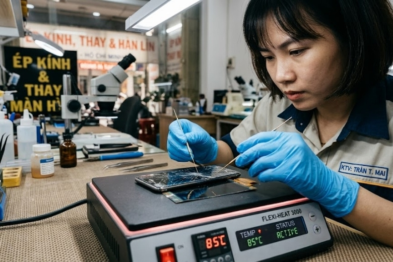 Tổng hợp cách khắc phục khi iPhone bị vỡ màn hình đơn giản, hiệu quả 4 tách lớp kính vỡ khỏi phôi màn hình iPhone