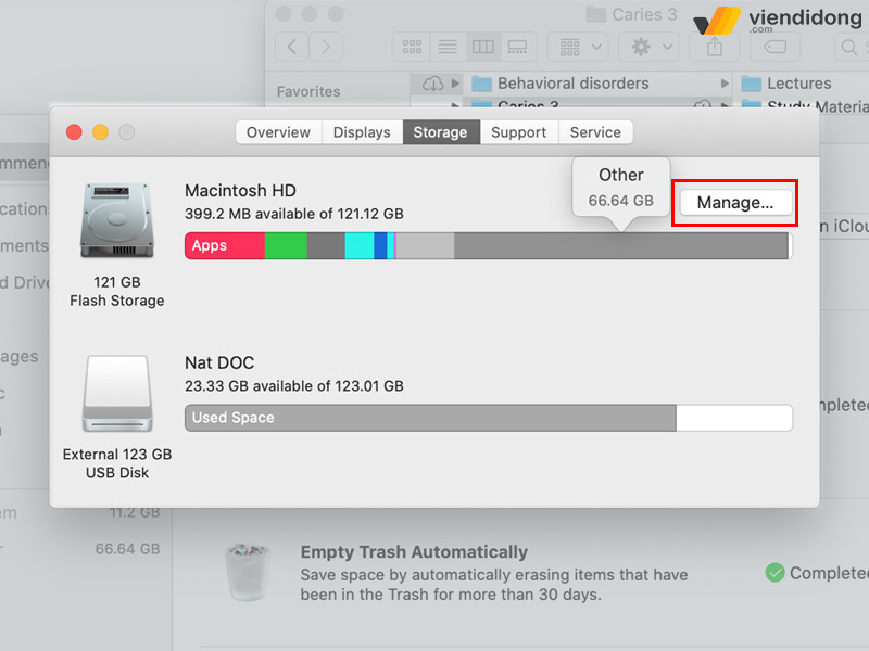 giải phóng bộ nhớ MacBook manage