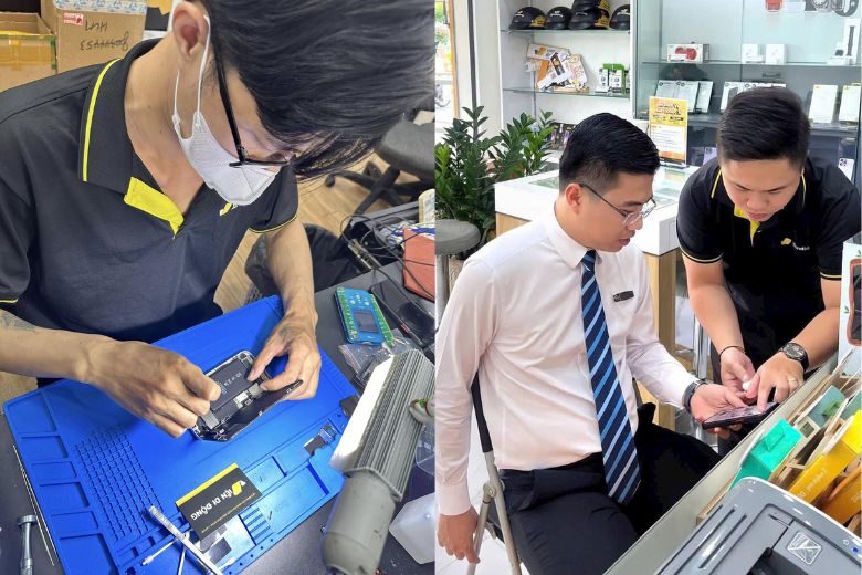 Quy trình thay pin iPhone 14 Pro được kiểm soát chặt chẽ tại Viện Di Động