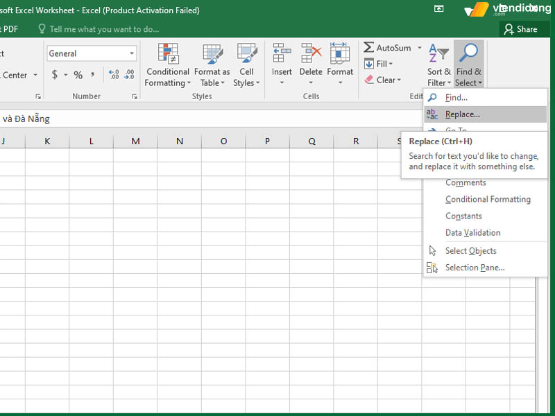 Cách xuống dòng trong Excel replace 1