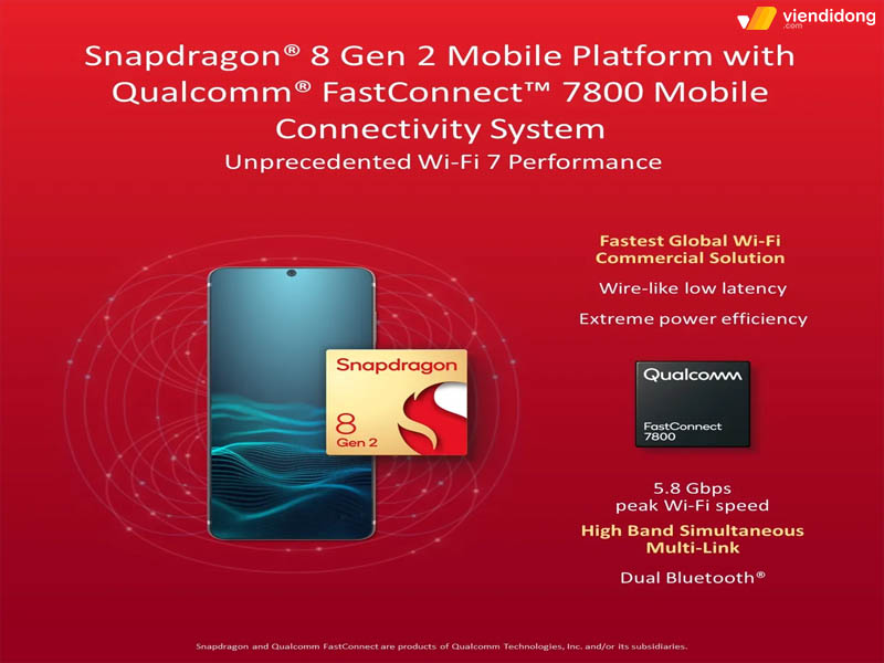 Chip Snapdragon 8 Gen 2 kết nối 
