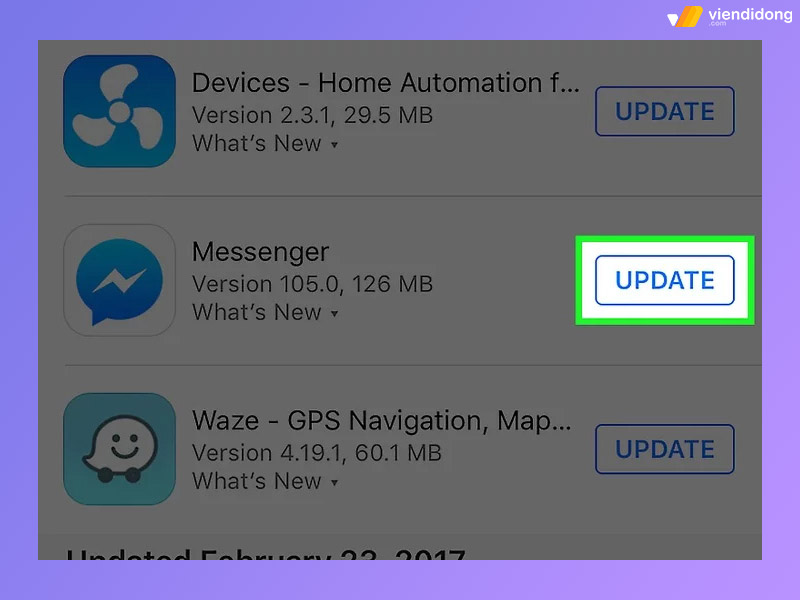 cách cập nhật messenger iphone 3