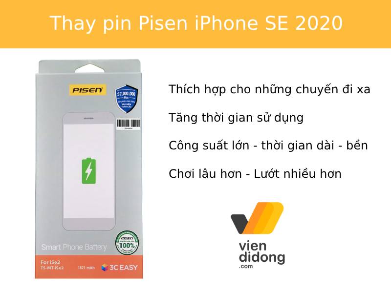 Thay pin Pisen iPhone SE 2020 tại Viện Di Động