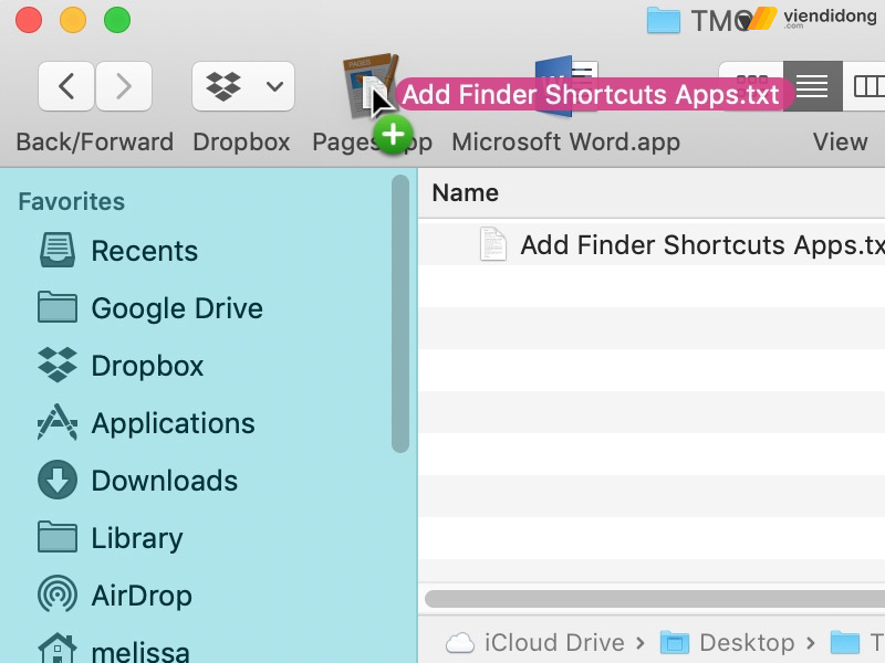 cách sử dụng Finder trên MacBook shortcut