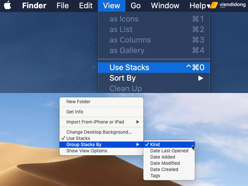 cách sử dụng Finder trên MacBook stacks