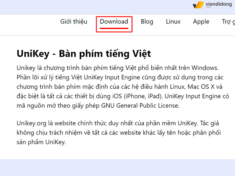 Viện Di Động hướng dẫn cách tải Unikey gõ Tiếng Việt đơn giản 