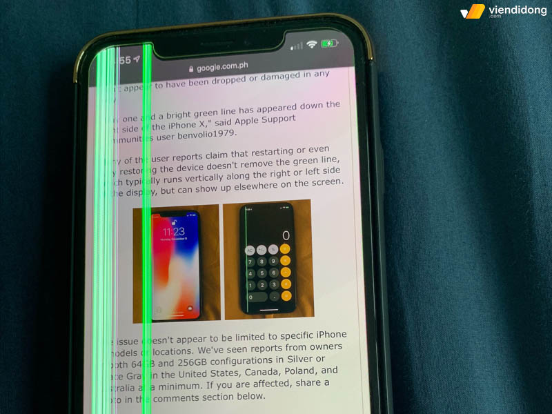 màn hình iPhone Xs Max bị sọc xanh nguyên nhân