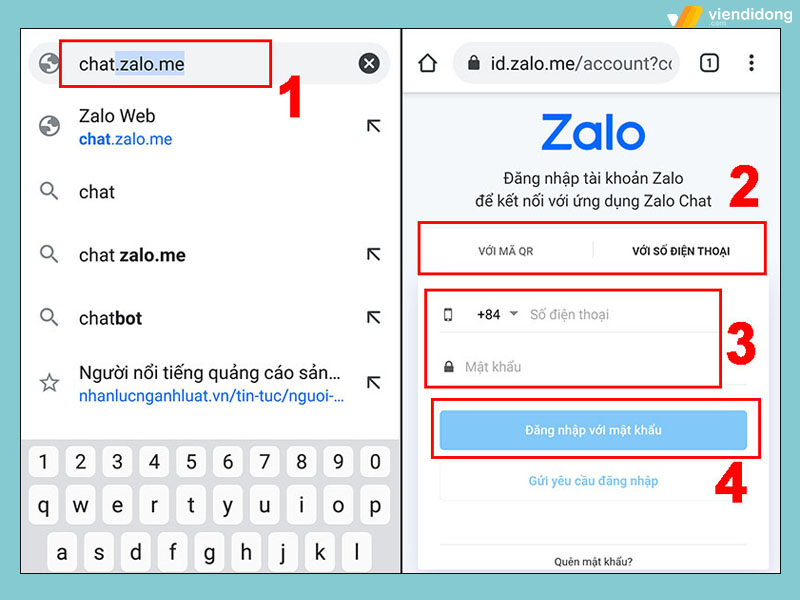 đăng nhập Zalo trên 2 điện thoại android web 2