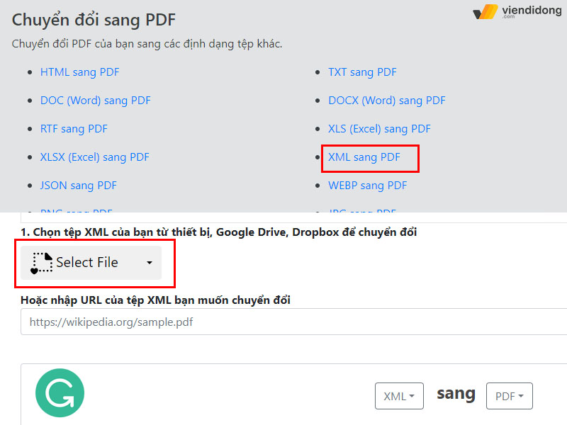 chuyển file XML sang PDF mall 1