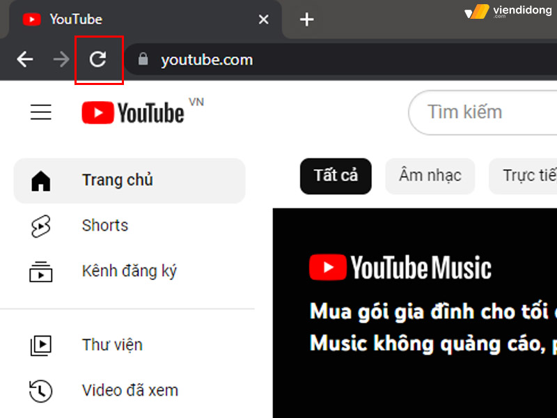 Youtube bị lỗi hiển thị tải trang