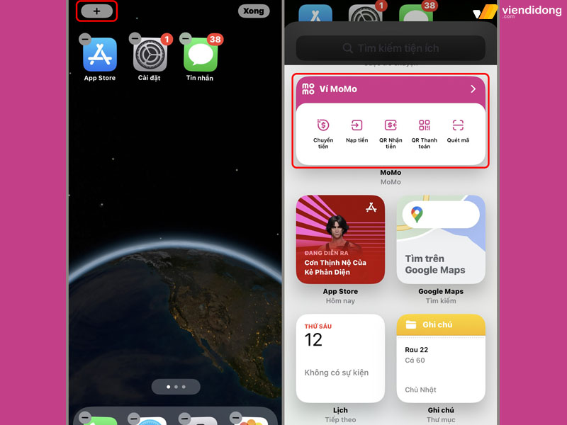 cách sắp xếp ứng dụng trên iPhone đẹp widget 1