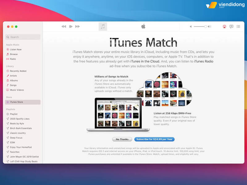 cài iTunes cho Macbook match