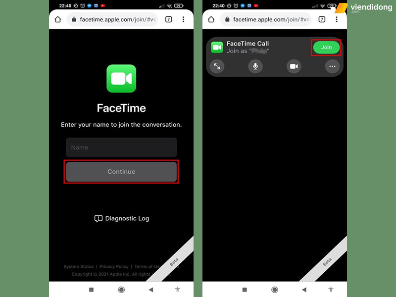 gọi FaceTime trên Android cách gọi 2