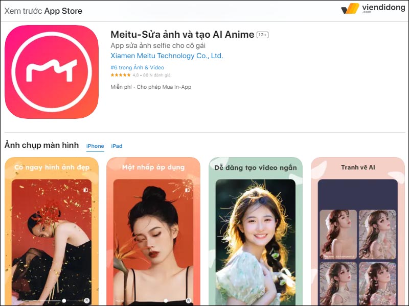 ghép ảnh trên iPhone meitu