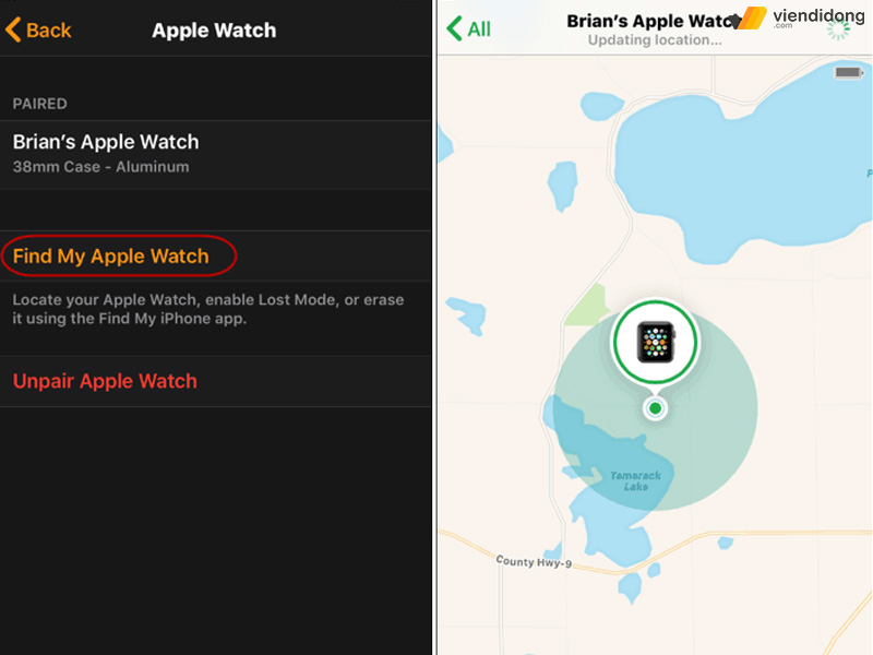 tìm Apple Watch bị mất last