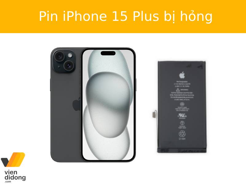 Pin iPhone 15 Plus bị hỏng