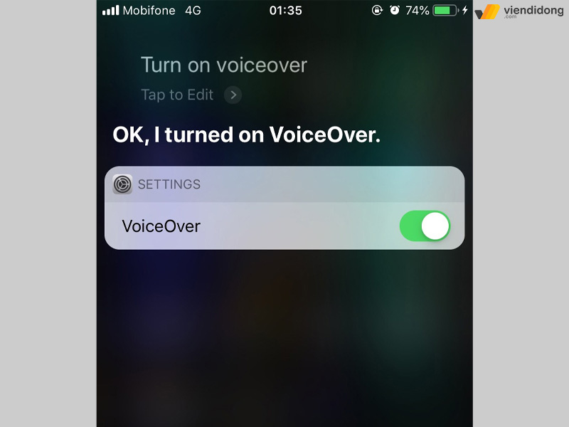 cách tắt VoiceOver trên iPhone khi tắt màn hình siri 2