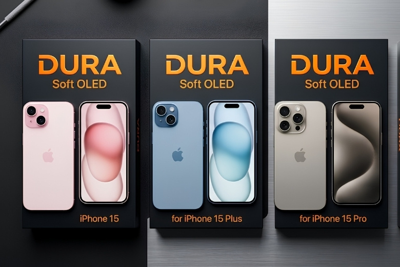 Thay màn hình Dura iPhone 15 2 Các hộp màn hình Dura nguyên seal thay cho iPhone 15